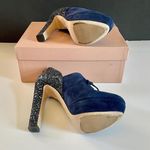 Miu Miu Calzature Donna Oltremare Blue Camoscio Glitter Ankle Bootie Platform Photo 7