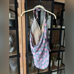 Cabana Life one piece swimsuit halter open back embroidered abstract print Pink Size M Photo 8