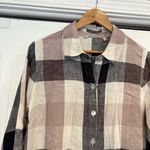 Soft Surroundings  Neutral‎ Plaid Button Up Zipper Detail Back Size Large Photo 2