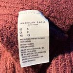 American Eagle Burgundy Striped Sleeve V Neck Cropped Sweater Woman's Small Red Photo 2