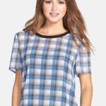 Caslon  Sheer Woven Plaid Top Photo 0