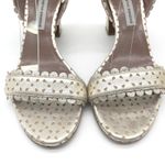 Tabitha Simmons Leticia Block Heel Sandals 37.5 Minimal Bridal Evening Classic Gold Size 6.5 Photo 2