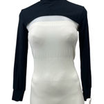 NEW Wrapped Black Turtleneck Long Sleeve Rib Knit Cropped Bolero Shrug Top Sz S Photo 0