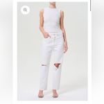 AGOLDE 90s Mid Rise Straight Jeans Cloudburst White Distressed Sz 28 Photo 8