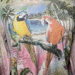 Parrots Birds Y2K Style AOP 3/4 Sleeve Top Rhinestones Size XL Pink Photo 3