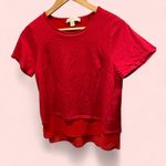 Michael Kors Cute  ruffle hem top short sleeve spicy red cross back Photo 1