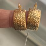 Chic 14k Gold Thick Textured Hoops Photo 0