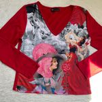 Vtg Y2K lady in red Spanish dancer top Size L Photo 0