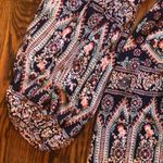 Velzera  Split Neck Tunic Tapestry Pattern Balloon Cuff Sleeves Tassels Sz SM Photo 4