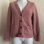 Madewell (Re)Sourced Quilted Cropped Cardigan Sweatshirt Faded Mauve Pink Small Photo 0