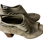 MIA  'Shellie' Gray Taupe Elastic Strap Caged Open Toe Bootie Block Heel size 8 Photo 0