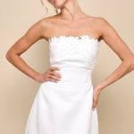 Lulus NWT  Unforgettable Icon White Satin Strapless Floral Mini Dress Party Sz M Photo 0