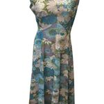 Handmade 70’s Floral Midi Length Dress by Sz 10 Empire Waist Sparkle Sleeveless Photo 2