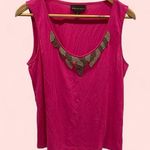 Dana Buchman Cute pink sleeveless metallic beaded collar jewel-look flowy top  Photo 1