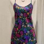 American Vintage VTG 90s 80s Inner Most Black Purple Green Multicolor Floral Slip Cami Mini Dress Photo 13