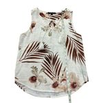 Larry Levine cream brown floral Linen Blend sleeveless blouse sz small Photo 3