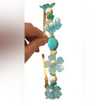 Fairy Headband with Lucite Flowers, Turquoise, Czech Glass and Glass Pearls Blue Photo 2