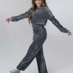 SAVVI Natasha Velour Velvet Wide Leg Pants Pull On Gray Waistband Track M Size M Photo 0
