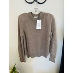 Ba&sh ‎ Keane Lace-Up Cuff Wool & Cotton Sweater, Tan, Size Small, DESIGNER, NWT Photo 9