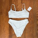 ANDIE ‎ Bikini Set Maui Top 90s High Waisted Bottom White size S NWT Photo 4