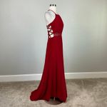 Red Backless Evening Gown Size 10 Nightway Cut Out Thigh Slit Long Formal Dress Photo 2