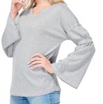 Baea women Gray Flare Sleeve Thermal Knit T Photo 6