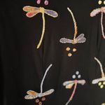 Pong Sheath Dress 12 Black Embroidered Dragonflies Artsy Whimsical Modern Boho Photo 1
