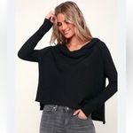 Free People  We the Free Waffle Thermal Wildcat Cowl Neck Top Size Large Black Photo 9