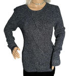 Talbots NWT  Woven Knit Sweater 100% Cotton Long Sleeve Navy Crew Pullover Small Photo 1