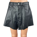 We Wore What Black Faux Vegan Leather High Rise Wide Leg Flare A-Line Shorts Sz 30 Photo 0