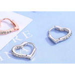 Boutique NEW White Gold-Plated S925 Simulated Diamond Heart Hoop Earrings, 14mm Photo 9