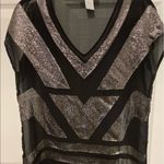Design History  black sparkly sheer top in medium Photo 0