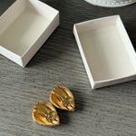 Christian Dior  Vintage Statement Oval Rhinestone Gold Stud Earrings Clip Ons Photo 9