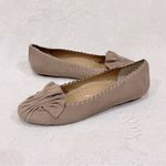 Neiman Marcus  Tan Suede Scalloped Ballet Flats with Ruched Bow Detail Size 7 Photo 11