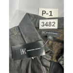 INC Womans Medium Casual Shine Black Bronze Shimmer Long Sleeve Button Blouse Photo 2