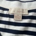 Nordstrom & Layered Navy & White Striped V Neck Tee Shirt XS Preppy Summer Style Photo 2