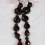 Nine West NW Ruby Red Rhinestones Necklace And Matching Dangle Pierced Earrings Photo 2