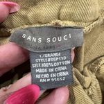 Sans Souci  Women's Size L Wide Leg Cargo Pants Cropped Khaki Pleated High Waist Photo 8