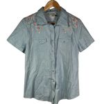 Back in the Saddle Floral Embroidered Western Shirt Short Sleeve Blue‎ M Blue Size M Photo 0