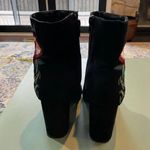 EXPRESS  Floral Botanical Embroidered Heeled black faux suede Booties, size 8 Photo 5
