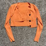 2 Piece Cropped Cardigan Set Orange Photo 0