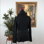 Ruff Hewn  Black Trench Coat Hoodie Belted Pocket Long Sleeve 3 Buttons Front Photo 8