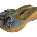 Vtg American Eagle Women's Sz 8 Blue Denim Jean Fabric Slip On Wedge Sandals Photo 0