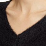Halogen Black Fuzzy Knit V-Neck Sweater Photo 2