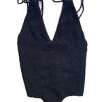 Tori Praver Swimwear Krishna Black Smocked One Piece Strappy Swimsuit NWOT Large Photo 0