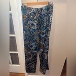 Valerie Stevens  Teal Paisley Wide Leg Pants woman’s size XL Photo 2