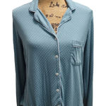 Victoria's Secret  Polka Dot Sleep Top Pajama Shirt Blue Small S Button Front‎ Photo 0
