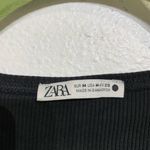 ZARA  Black V-Neck Ribbed Ruched Crop Top Sz M Photo 3