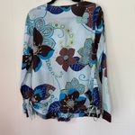Gap Maternity Long Sleeve Tunic Top Cotton Blue Brown Floral Y2K ~ Size M Photo 1