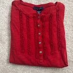 CHAPS Women’s Red Texture Knit Scoop Neck Top w/ Quarter Sleeves Photo 2